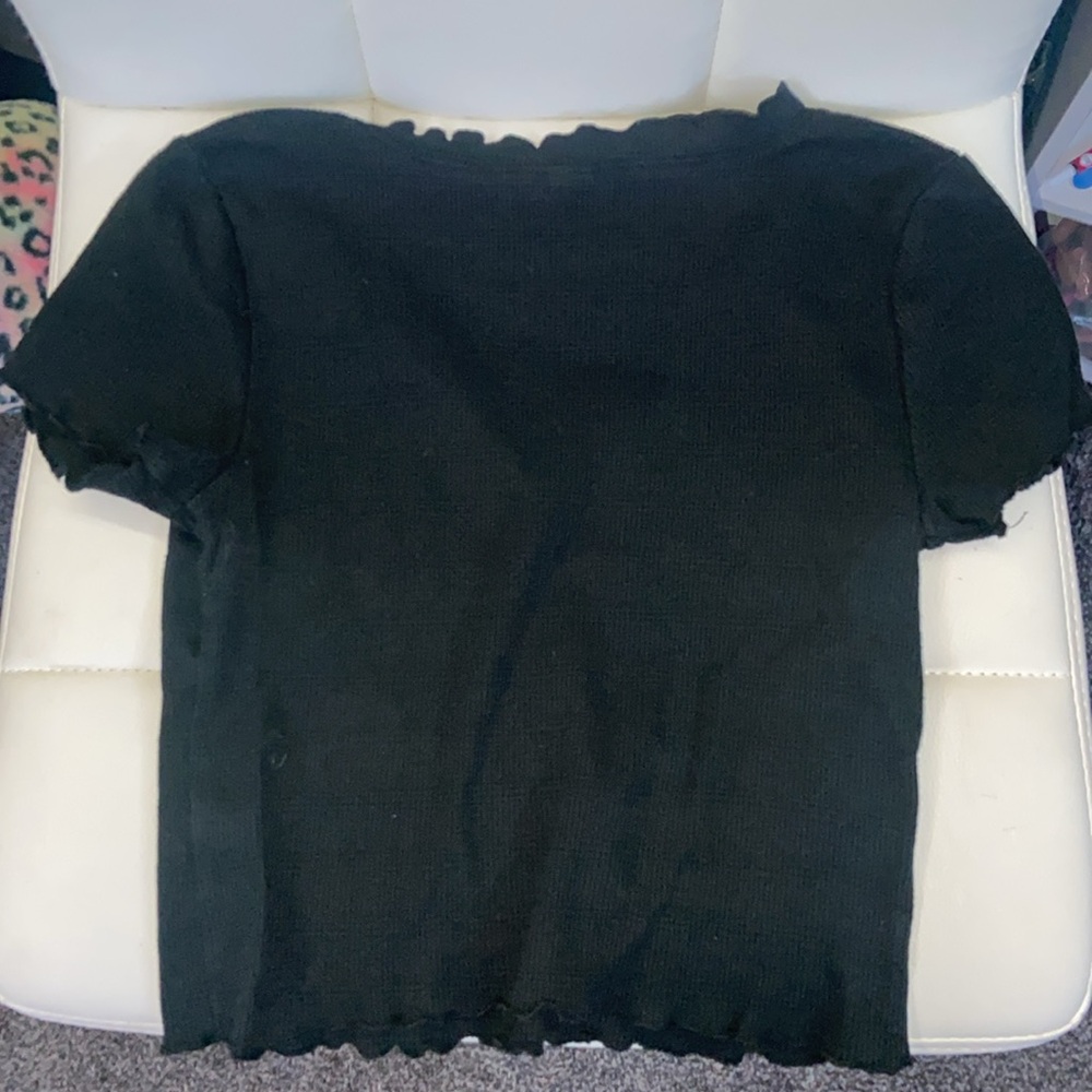 Wild Fable Black Ribbed and Ruffled Crop Top - Picture 3 of 3